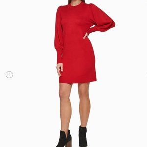NWT Vince Camuto Womens CREWNECK MIDI SWEATERDRESS, Red, size S